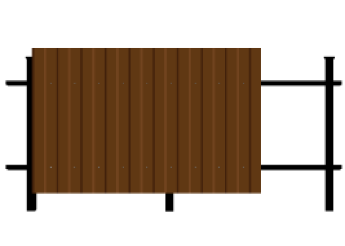 Забор двухсторонний из цветного профлиста на 2 лагах 40*20, столбы 60*60 – бетонируются