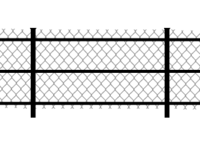 Забор из сетки рабицы натяжной на трёх прожилинах, столбы 60×40